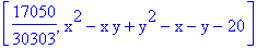[17050/30303, x^2-x*y+y^2-x-y-20]